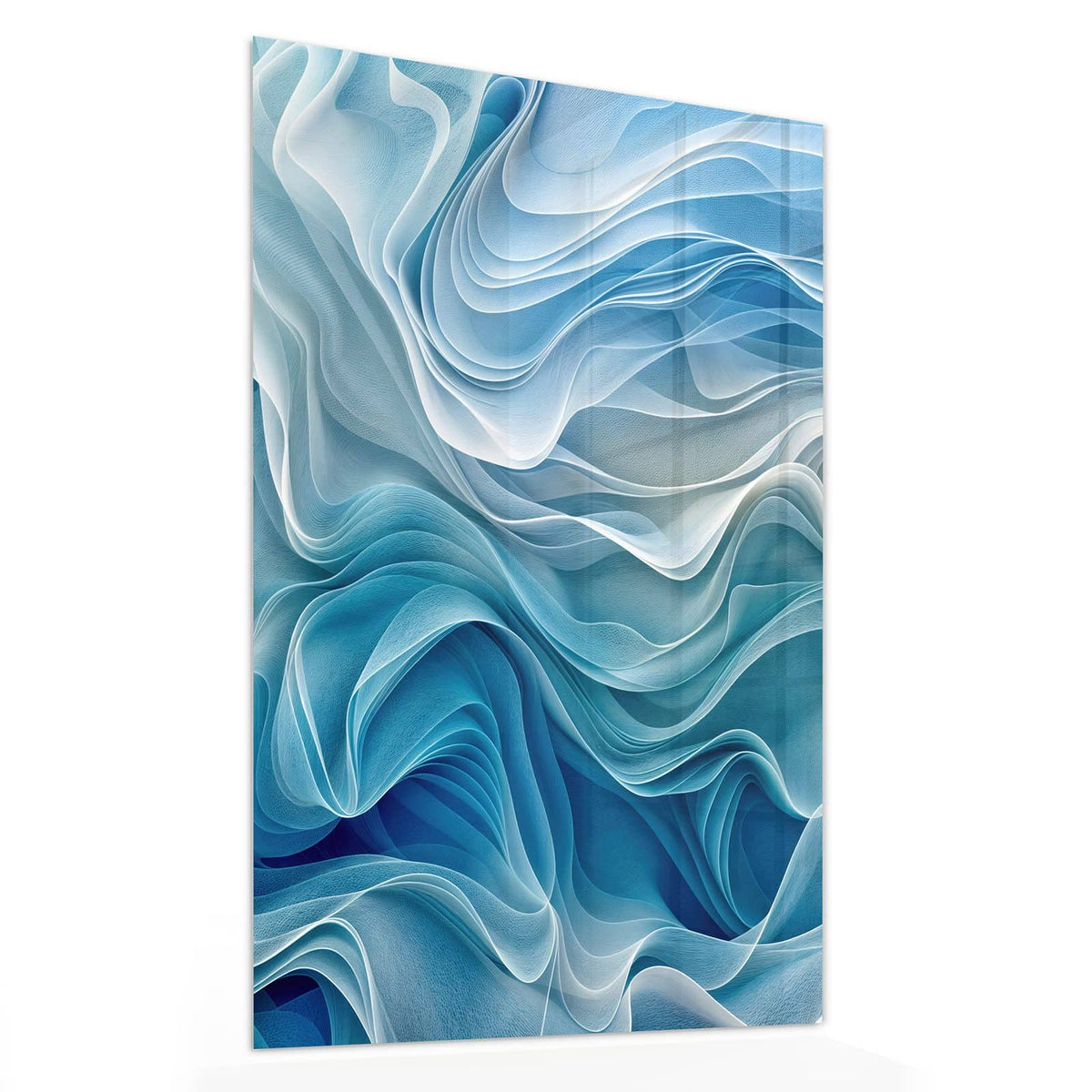 11 Größen – von 30 × 60 bis 60 × 150 cm – Wandbild - Wellen in Blau - Hochformat