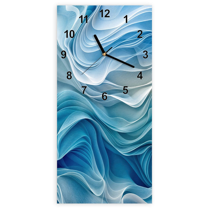 Wanduhr Wellenfließend aus Glas – Hochformat 30 × 60 cm mit Ziffernblatt Modern