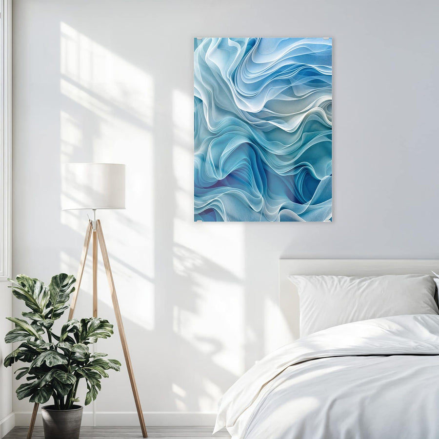 Maße Wandbild - Wellen in Blau - Hochformat