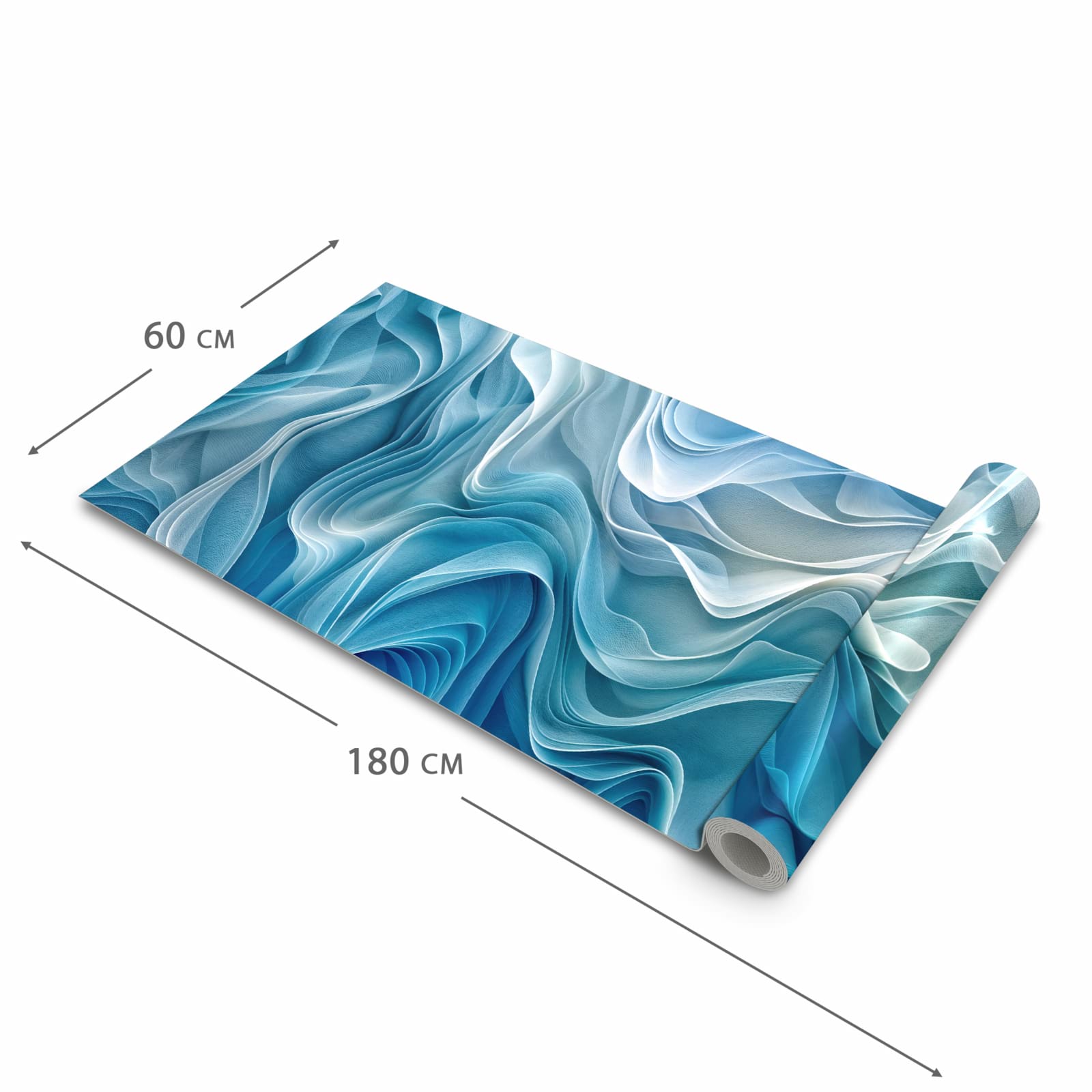 Bodenschonender Küchenläufer nach Maß mit Motiv Wellenfließend in der Größe 60x120 cm