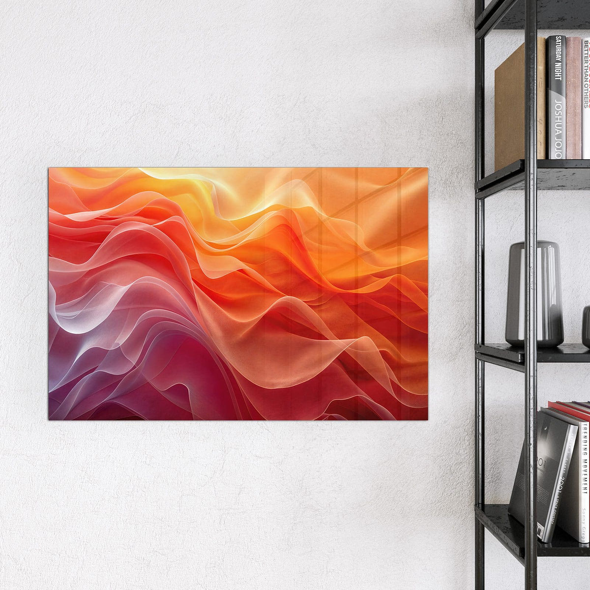Magnettafel - Orange Seidenfalten – Stofffalten in Orange, Rot und Pink