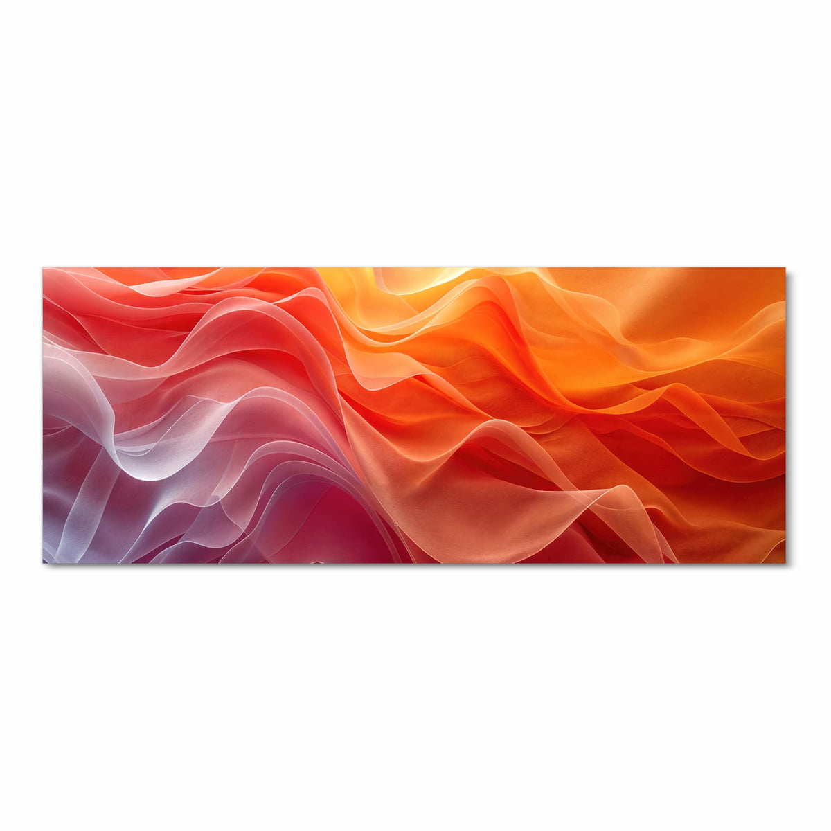 Übereinandergelegte Stofffalten im Verlauf von Orange über Rot zu Pink