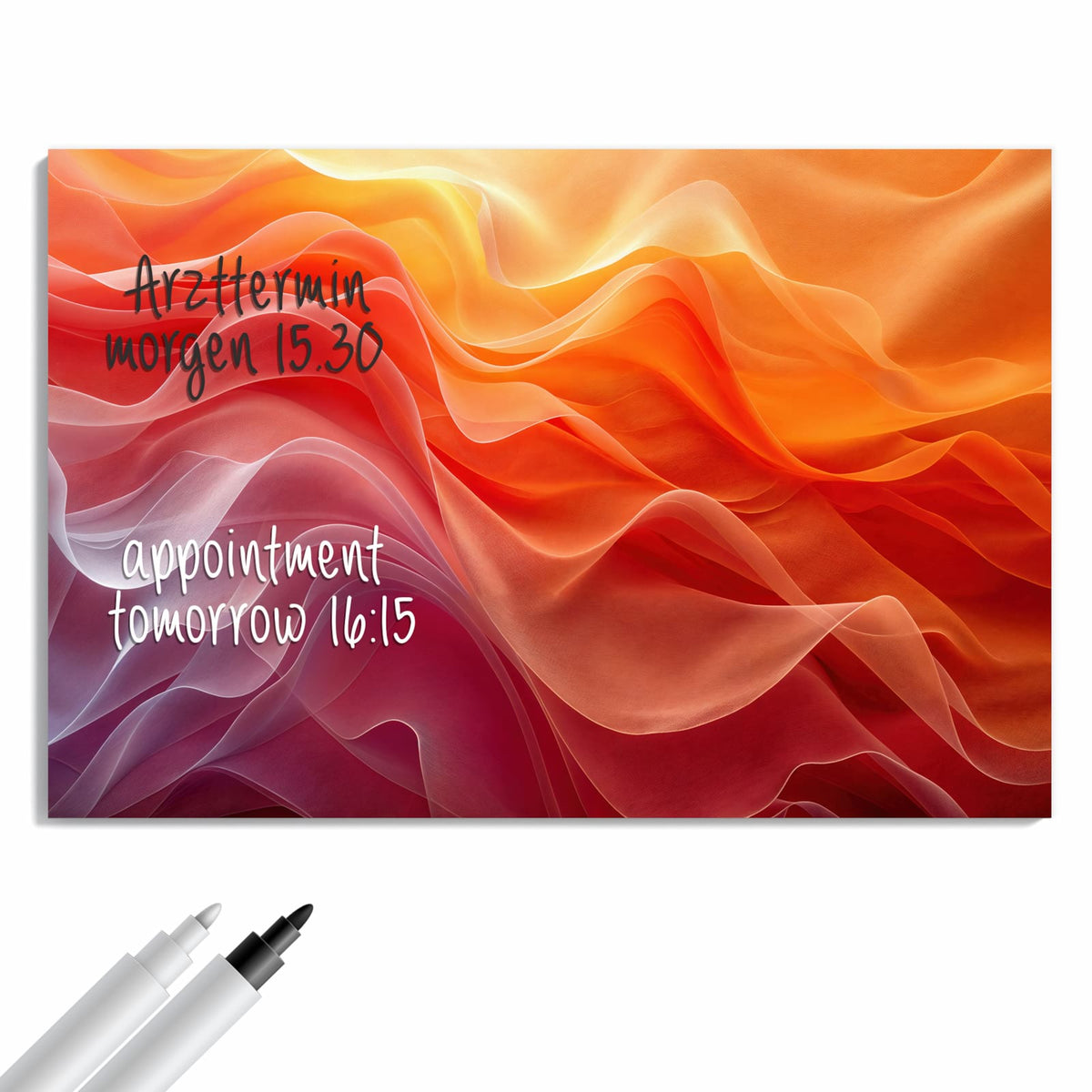 Beschreiben, abwischen, anheften – Metall Magnettafel - Orange Seidenfalten