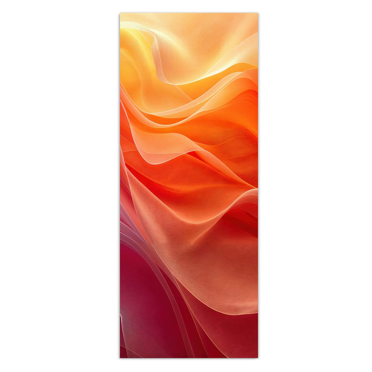Übereinandergelegte Stofffalten im Verlauf von Orange über Rot zu Pink