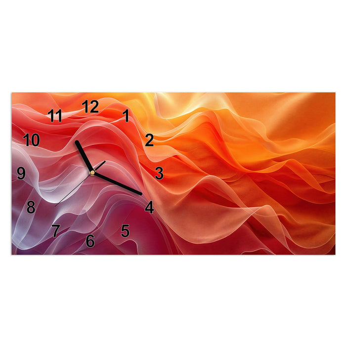 Wanduhr Sanfte Farbwirbel aus Glas – Querformat 60 × 30 cm mit Ziffernblatt Modern