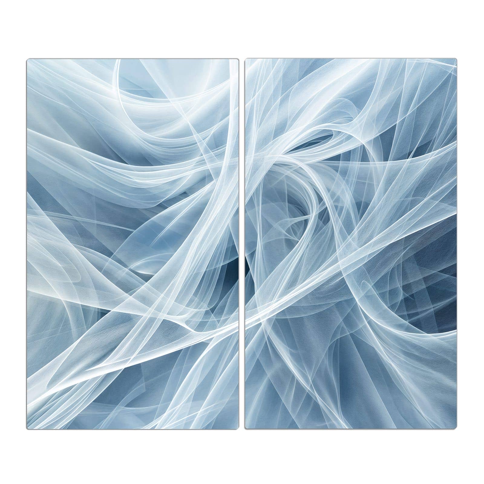2-teilige Herdplattenabdeckung mit Transparente Schleier-Motiv in der Frontansicht