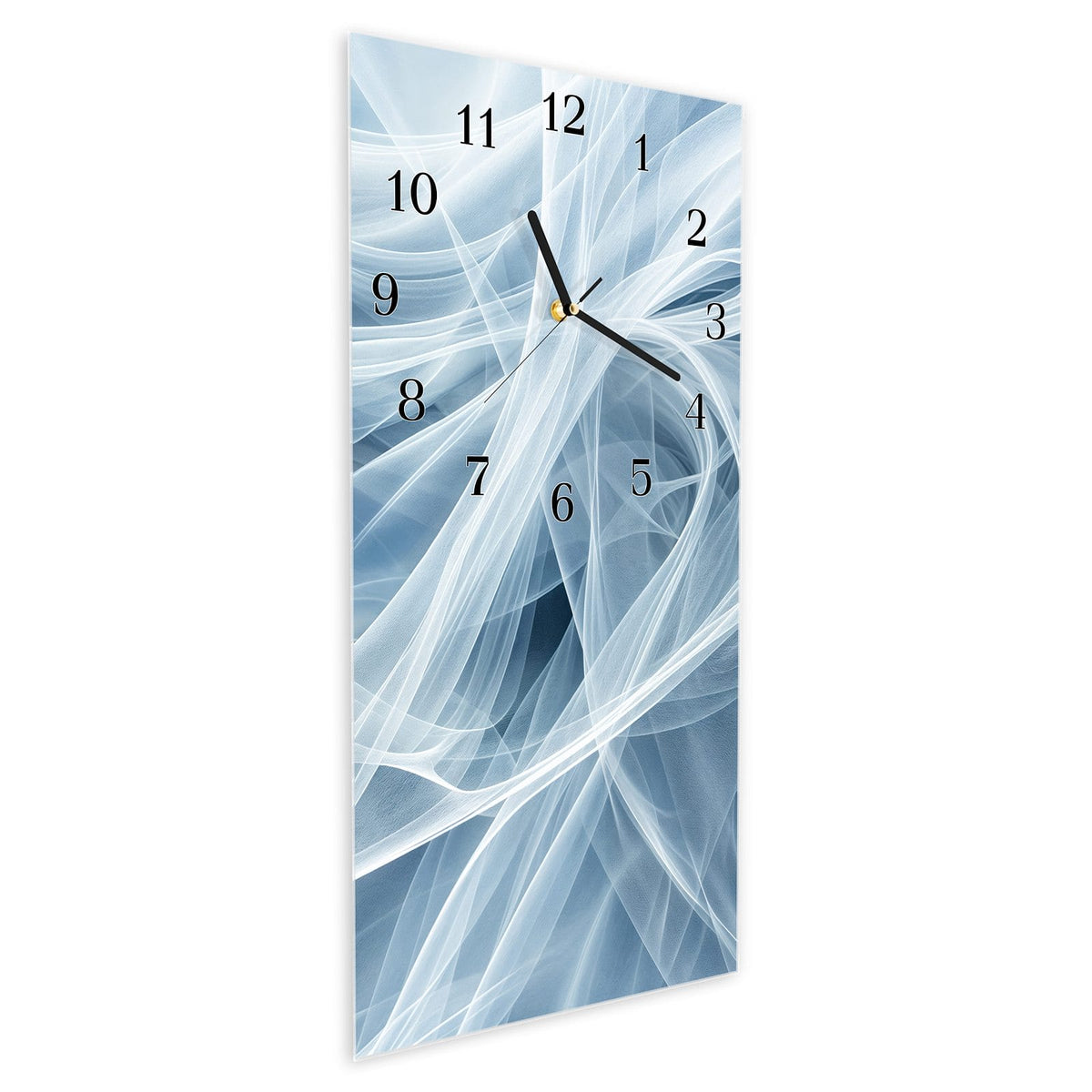 Vormontiert – mit Schwebeeffekt – Wanduhr Transparente Schleier aus Glas – Hochformat 30 × 60 cm