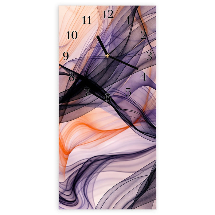 Wanduhr Abstrakte Bewegung aus Glas – Hochformat 30 × 60 cm mit Ziffernblatt Klassisch