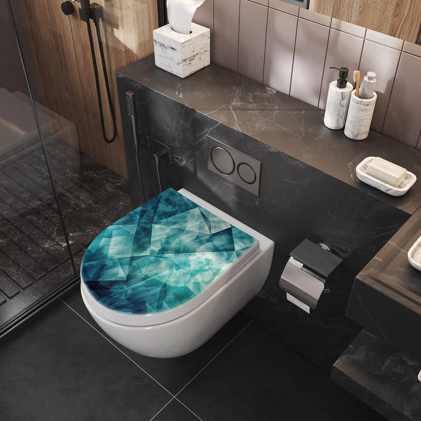 WC-Sitz mit Absenkautomatik Abstrakte Geometrie