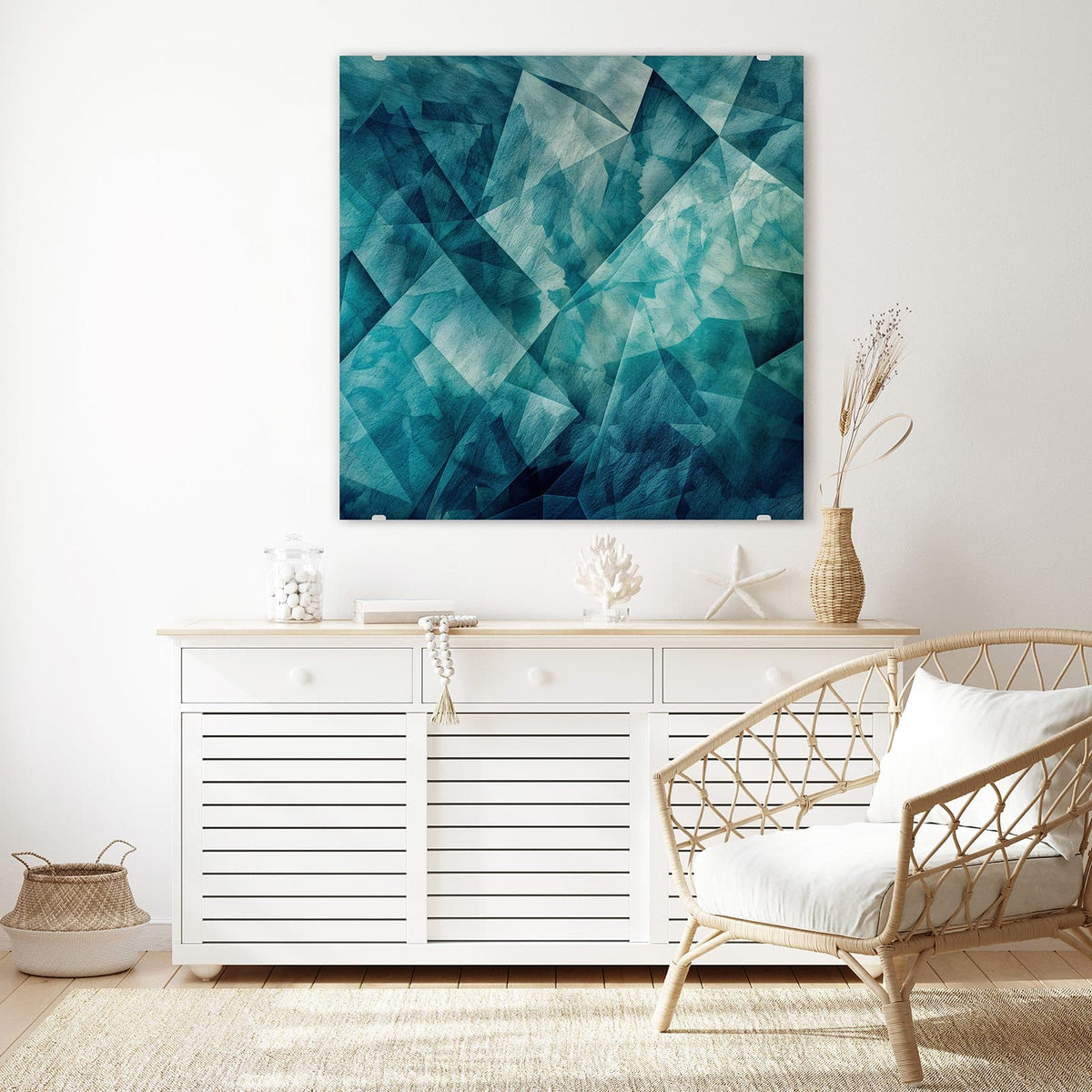 Echtglas, 4 mm – kein Acryl, keine Folie – Wandbild - Abstrakte Geometrie - Quadratisch