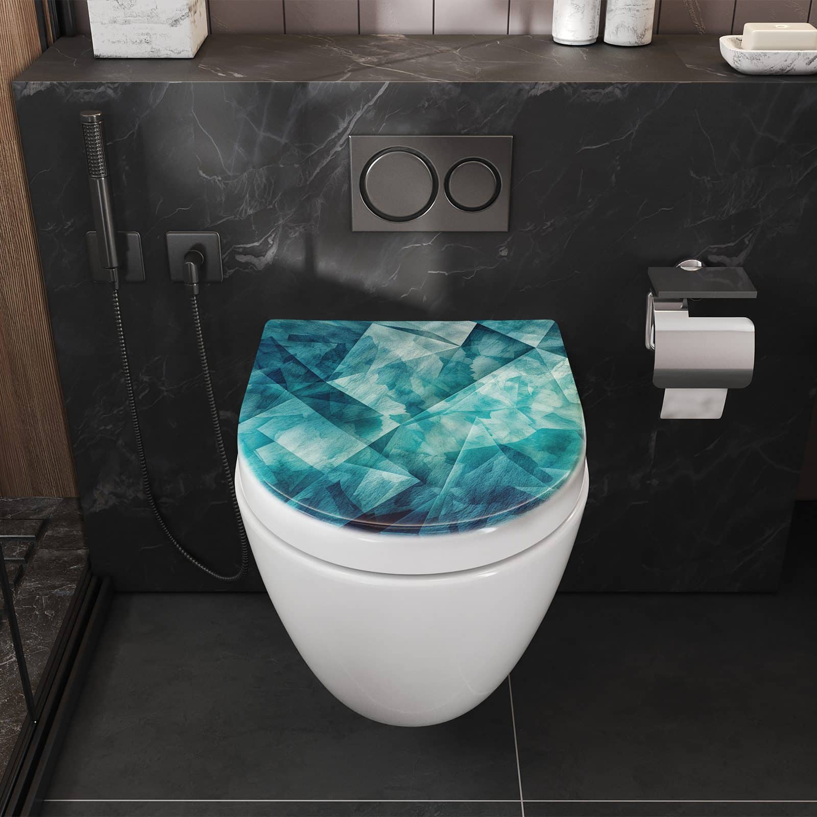 WC-Sitz mit Absenkautomatik Abstrakte Geometrie