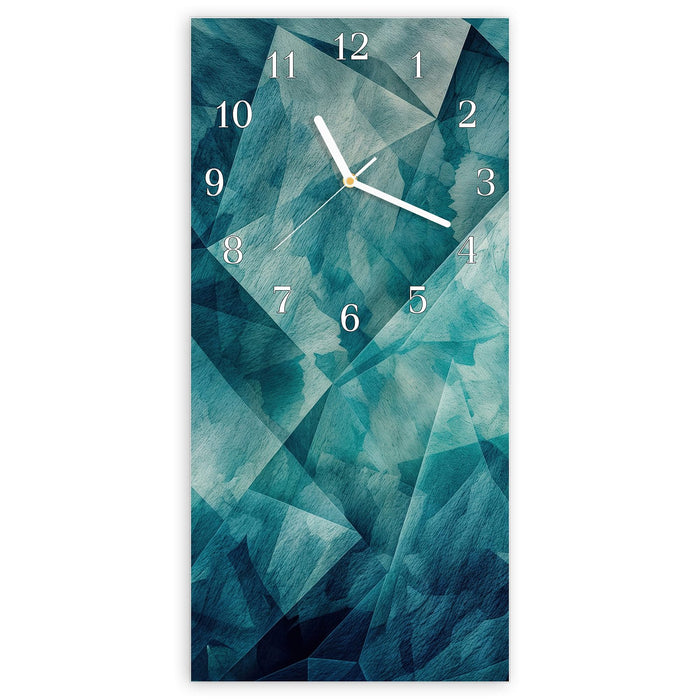 Wanduhr Abstrakte Geometrie aus Glas – Hochformat 30 × 60 cm mit Ziffernblatt Klassisch