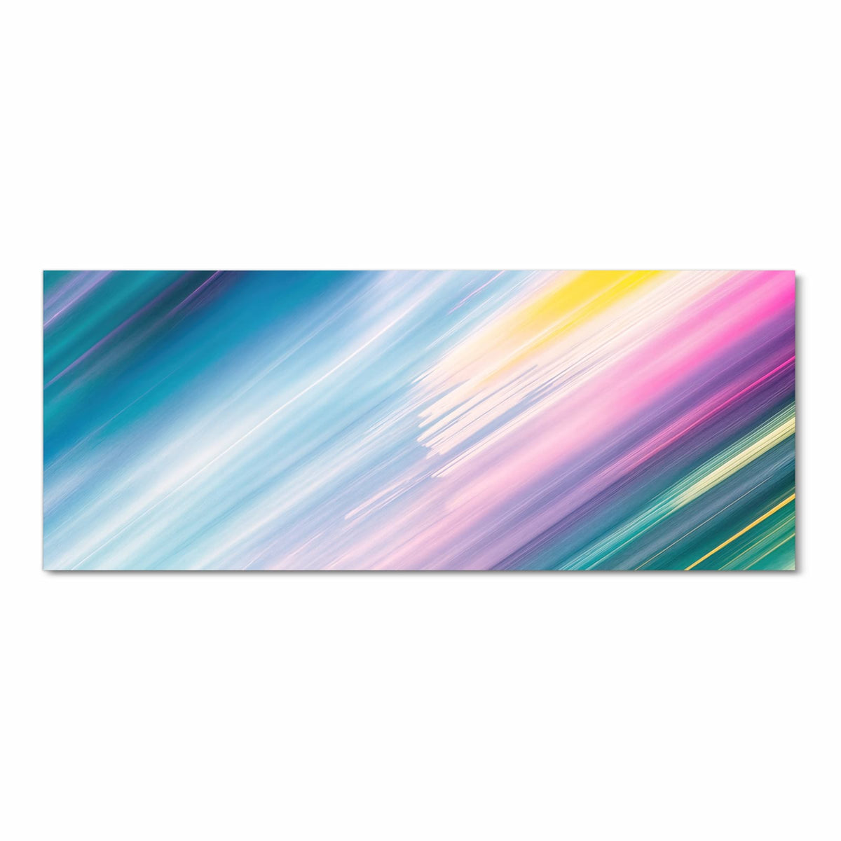Diagonale, verwischte Lichtstreifen in Türkis, Rosa, Gelb und Violett
