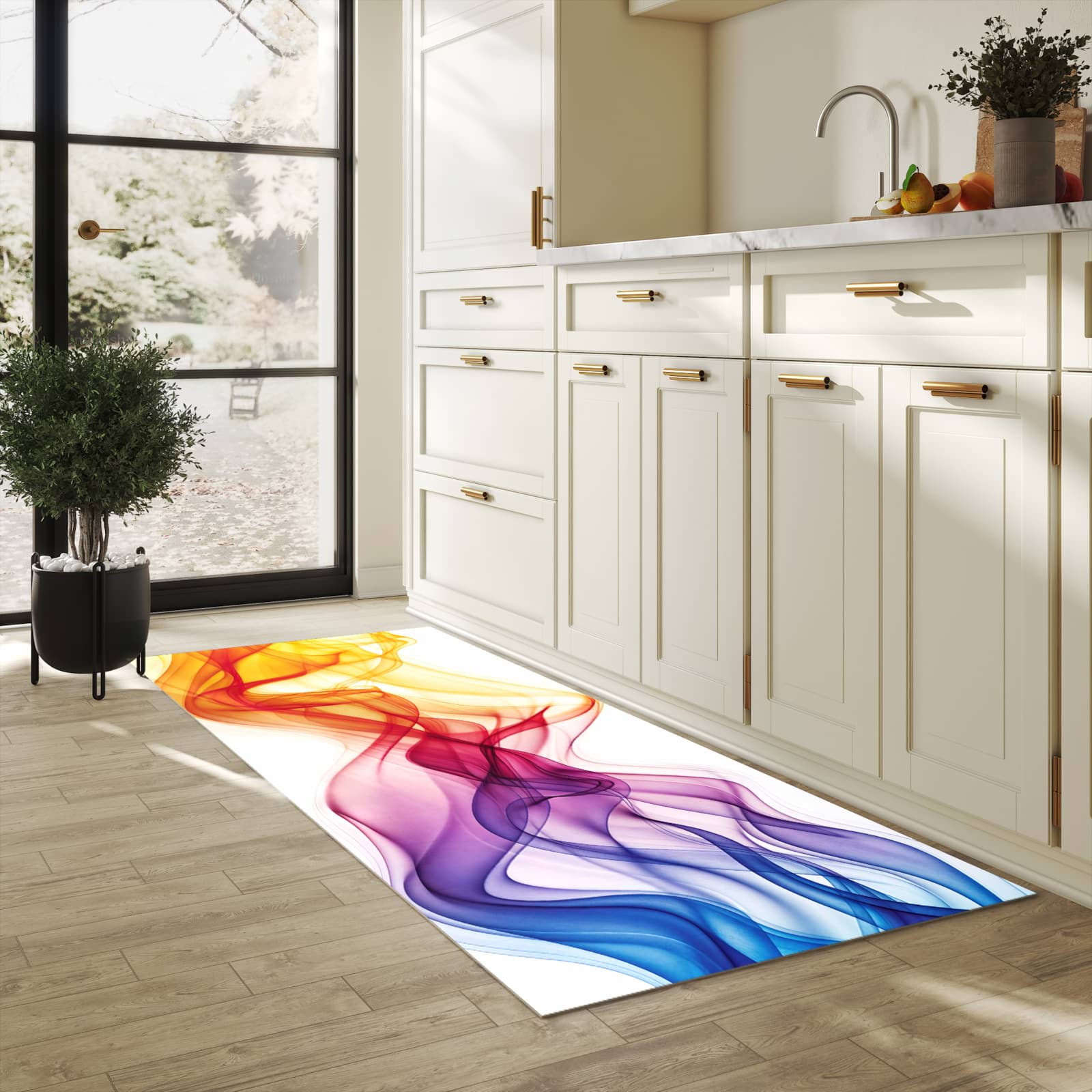 Läufer für die Küche mit Motiv Wellen von Farbige in heller Küche für Ordnung