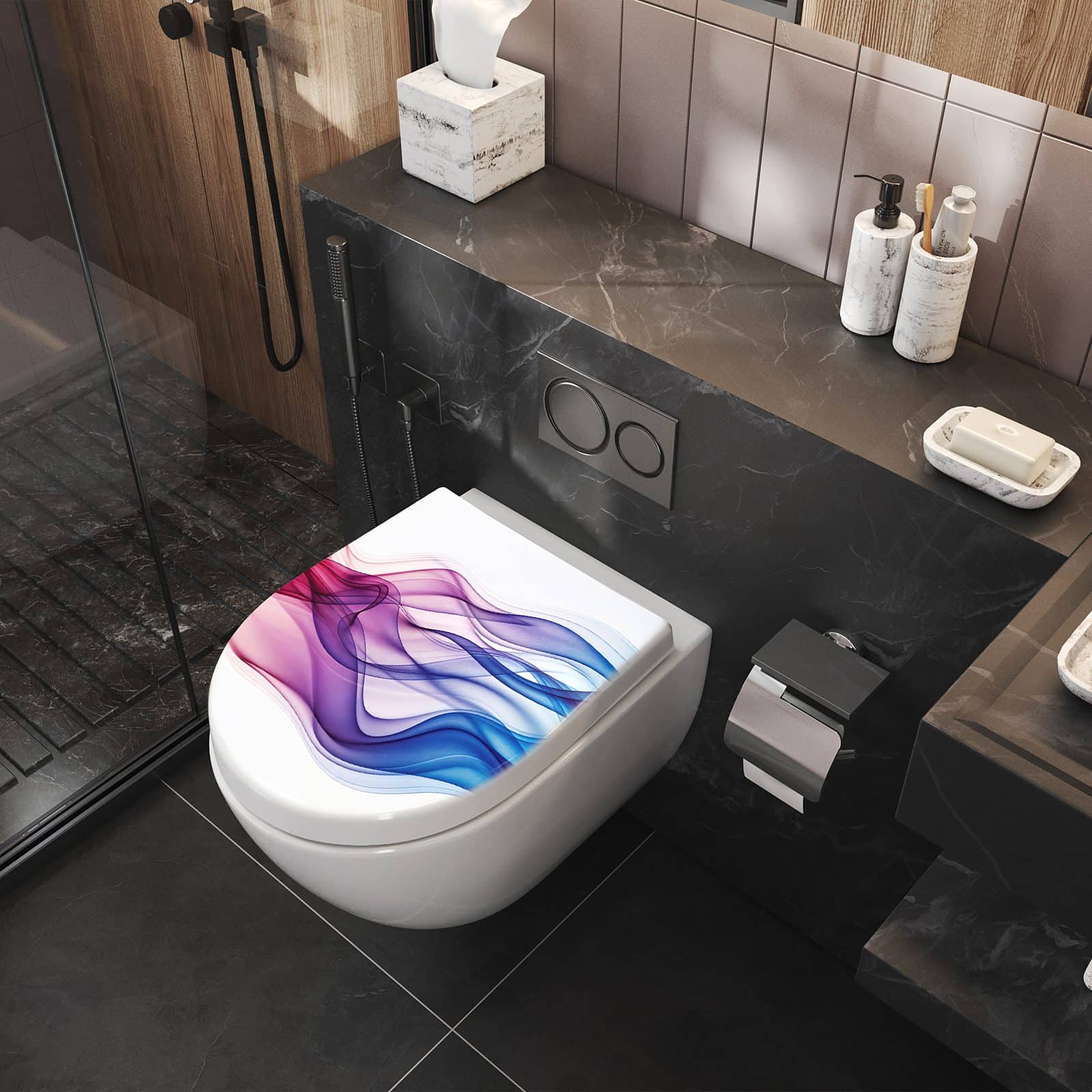 WC-Sitz mit Absenkautomatik Wellen von Farbige