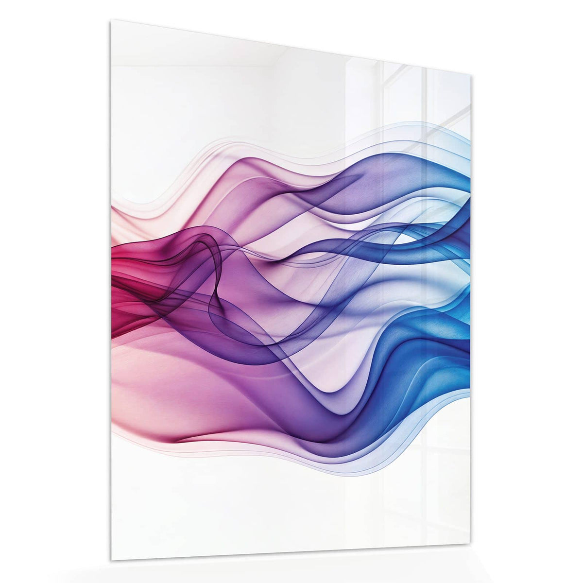 Echtglas, 4 mm – kein Acryl, keine Folie – Wandbild - Bunte Rauchwellen - Hochformat