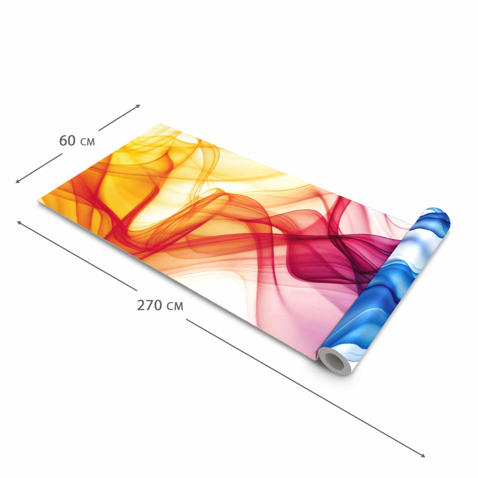 Waschbarer Teppich für Esstisch mit Motiv Wellen von Farbige in der Größe 80x300 cm