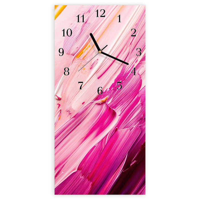Wanduhr Pinselstriche aus Glas – Hochformat 30 × 60 cm mit Ziffernblatt Klassisch