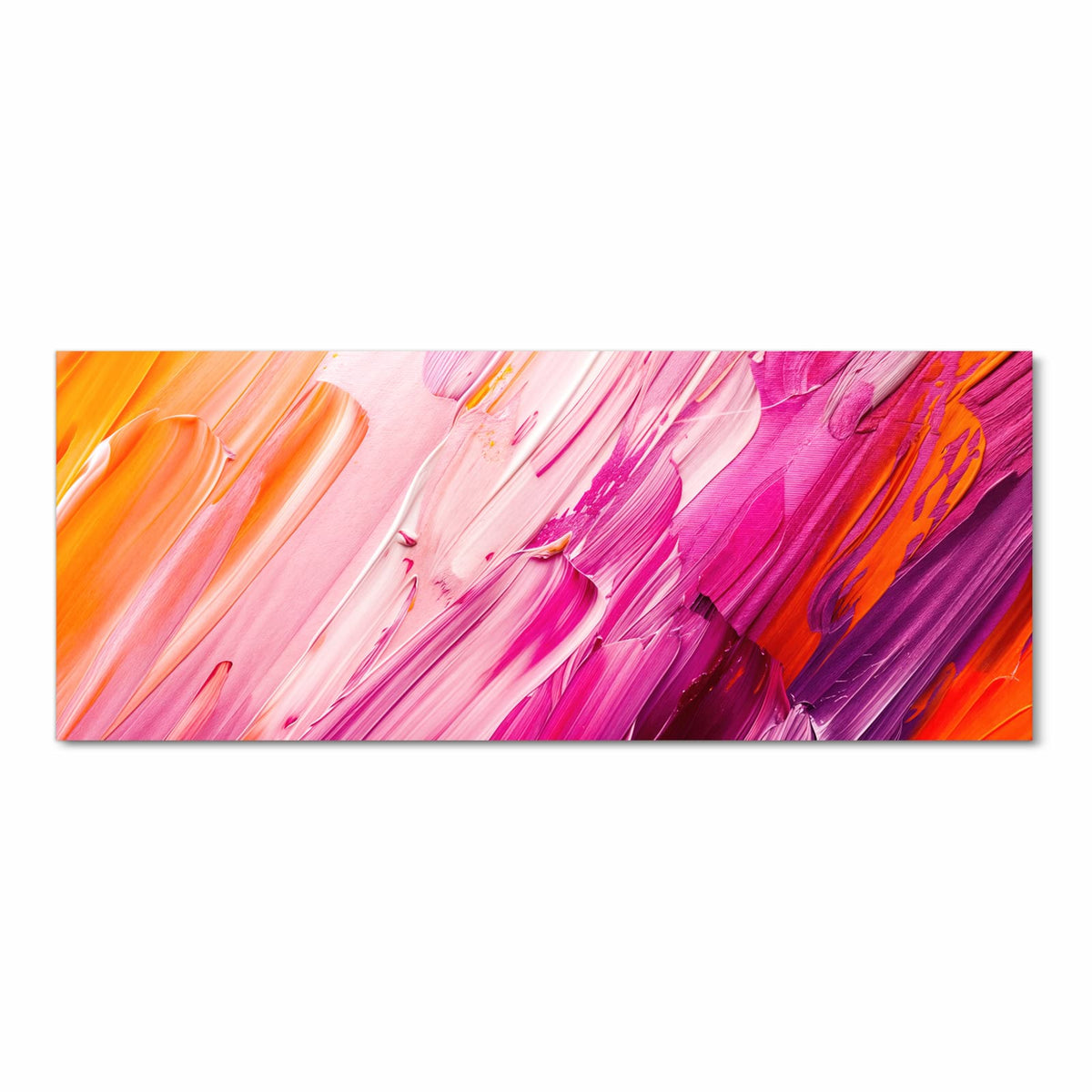 Dicke diagonale Farbstriche in Rosa, Magenta, Weiß und etwas Orange