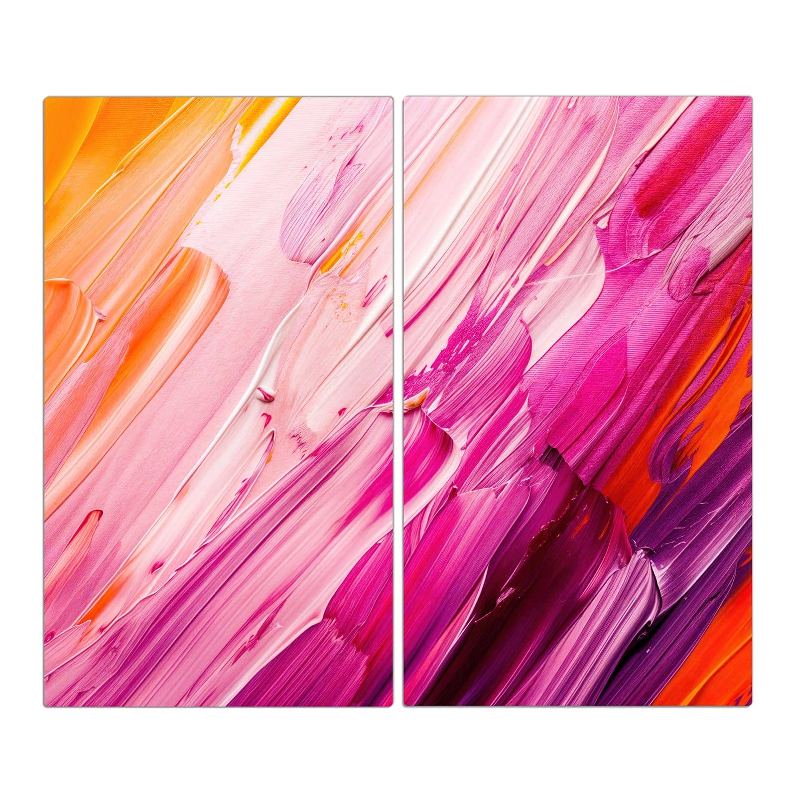 2-teilige Herdabdeckung mit Pinselstriche-Motiv in der Frontansicht #grösse_2-Teilig (60x52cm)