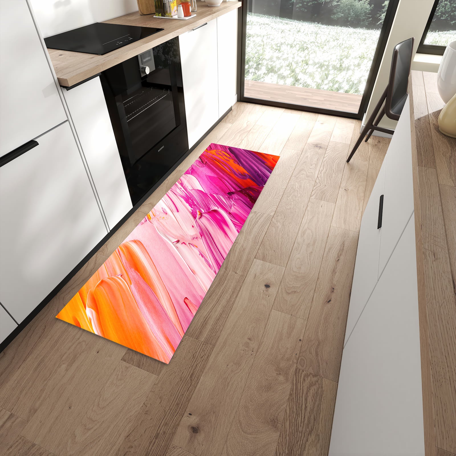 Küchenläufer mit Motiv Pinselstriche für sicheren Stand im Eingangsbereich