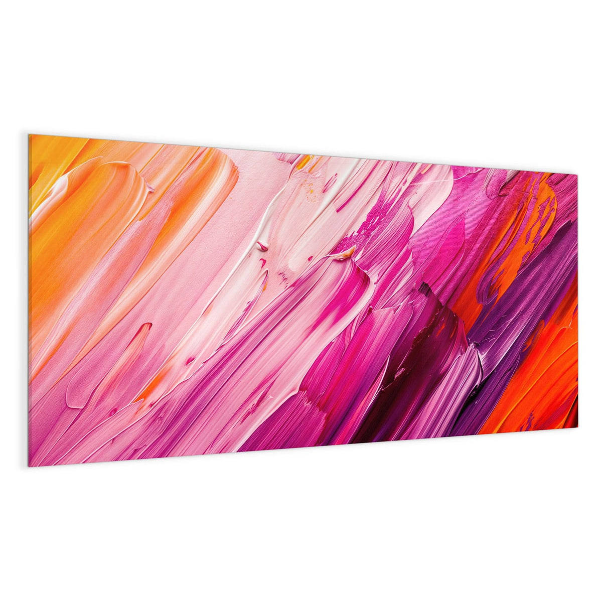 Dicke diagonale Farbstriche in Rosa, Magenta, Weiß und etwas Orange