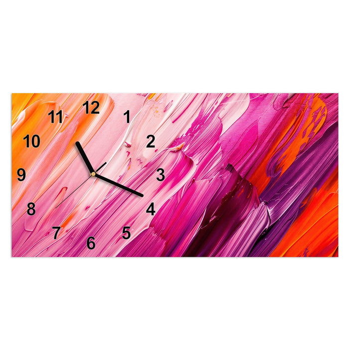 Wanduhr Pinselstriche aus Glas – Querformat 60 × 30 cm mit Ziffernblatt Modern