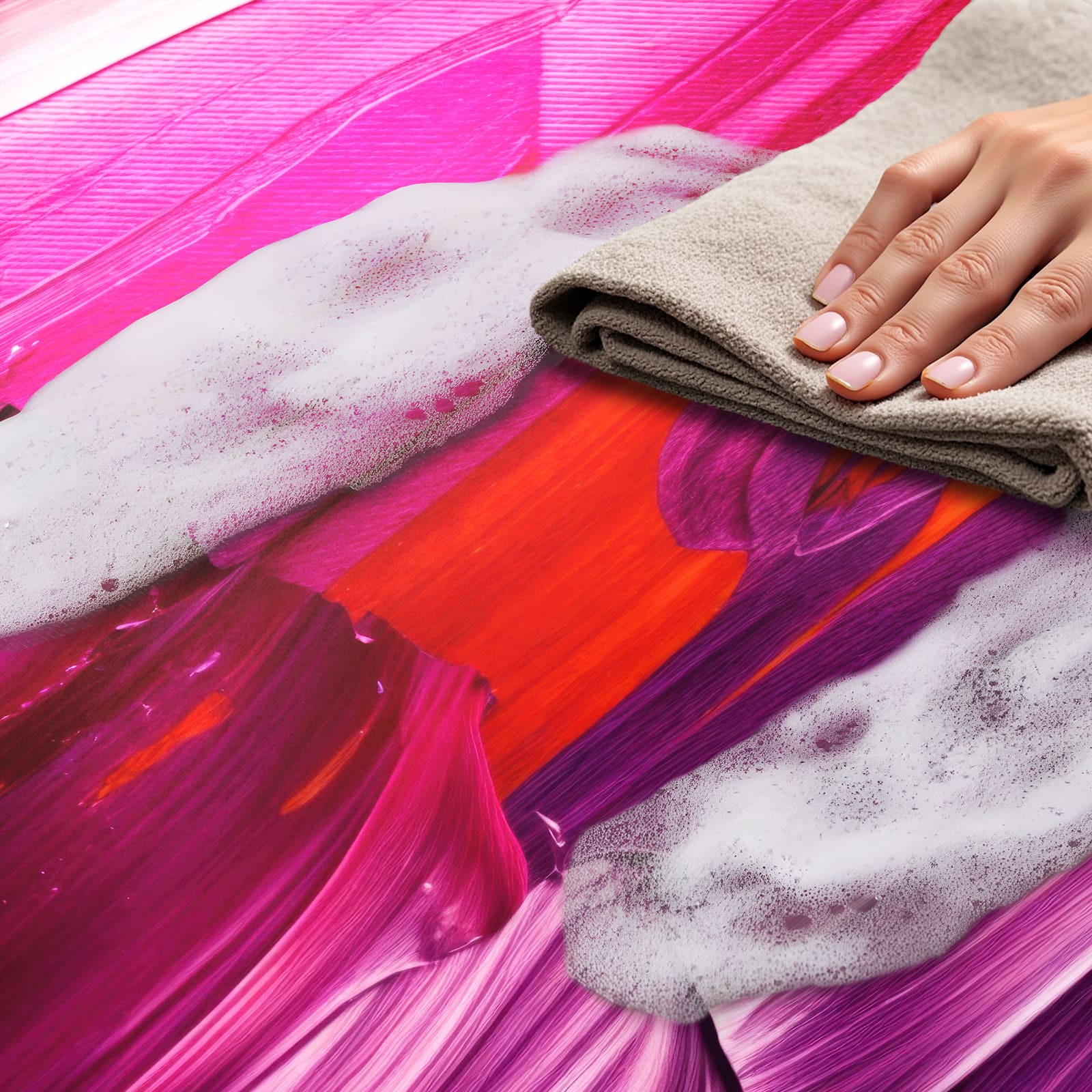 Fleckenresistenter waschbarer Küchenteppich mit Motiv Pinselstriche, einfach zu reinigen