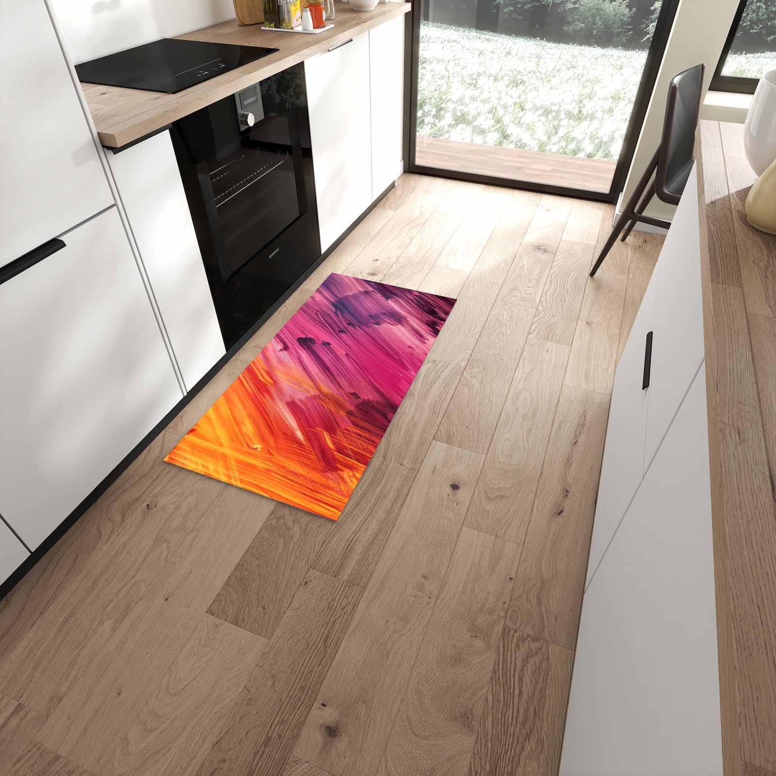 Komfortabler Küchenteppich mit Motiv Abstrakte Farben in moderner Küche #grösse_60 x 120 cm