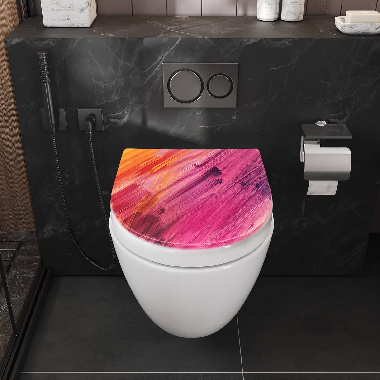 WC-Sitz mit Absenkautomatik Abstrakte Farben