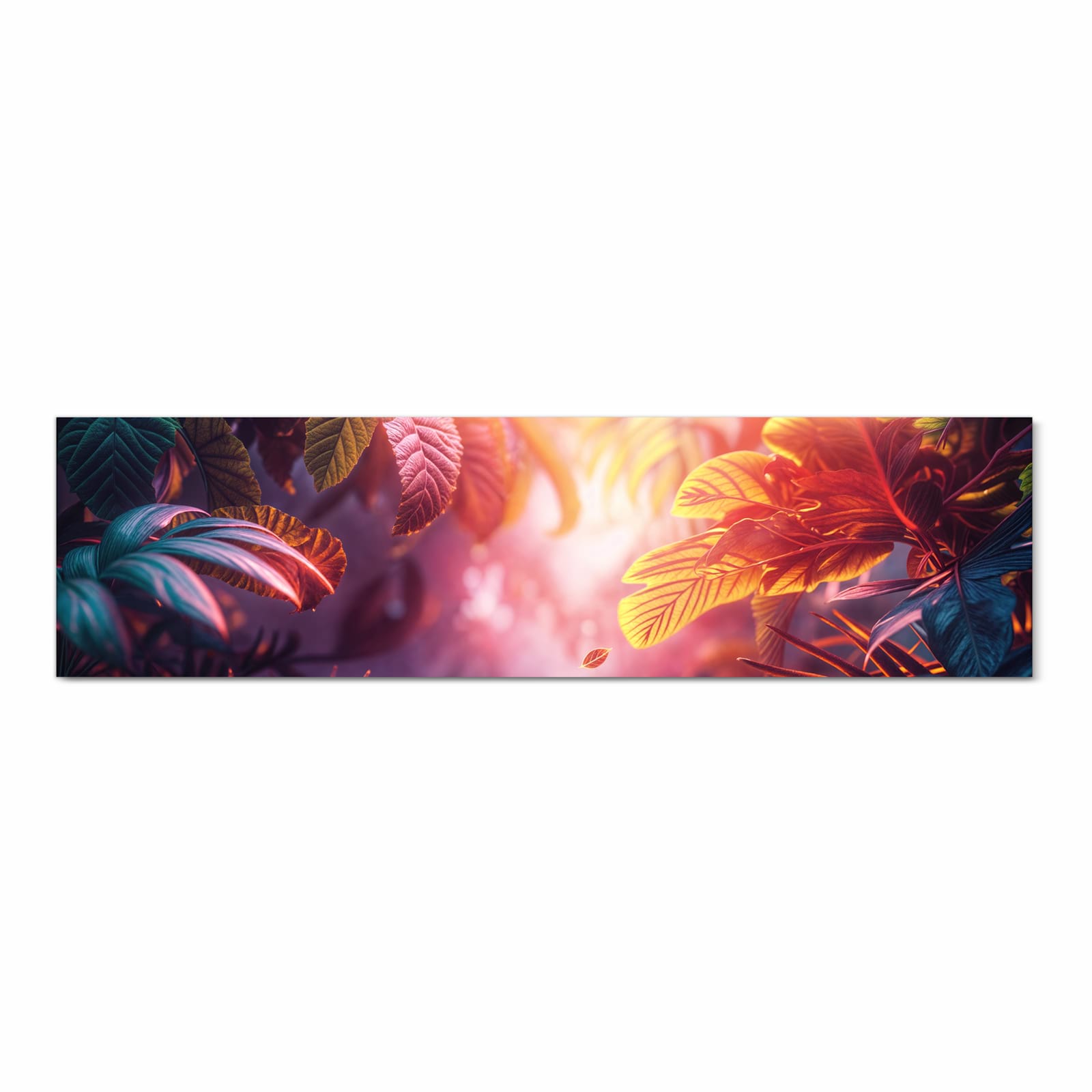 Küchenteppich mit Motiv Lichtdurchfluteter Dschungel in Frontansicht für sicheres Aufbewahren