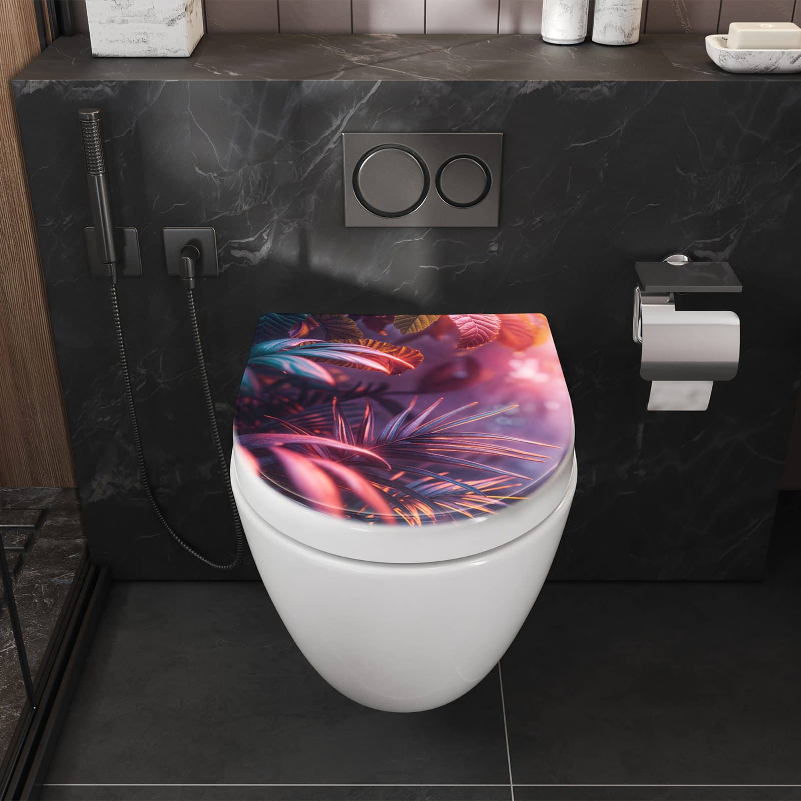 WC-Sitz mit Absenkautomatik Lichtdurchfluteter Dschungel