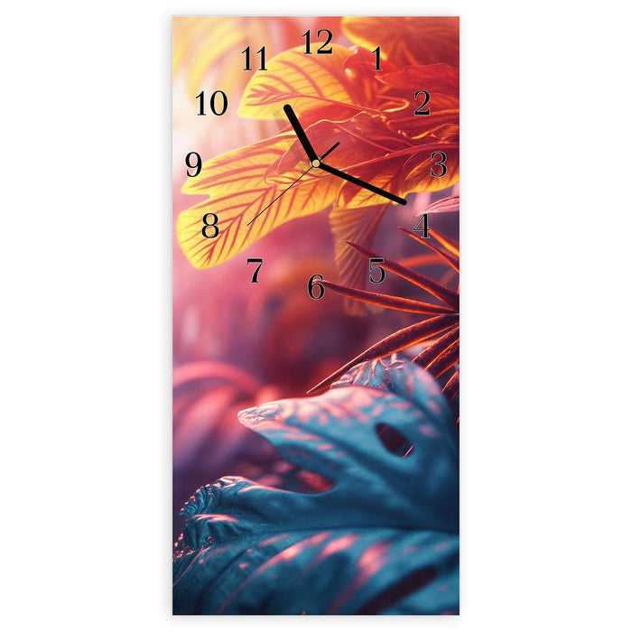 Wanduhr Lichtdurchfluteter Dschungel aus Glas – Hochformat 30 × 60 cm mit Ziffernblatt Klassisch