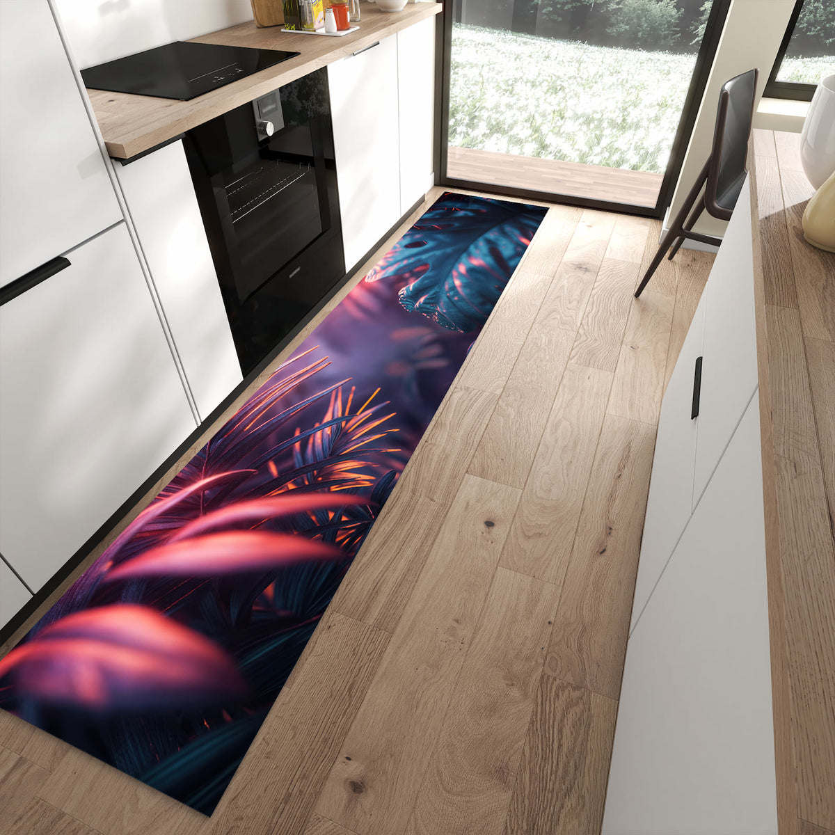 13 Größen – von 60 × 90 bis 80 × 300 cm – Küchenläufer - Dschungel im Neonlicht