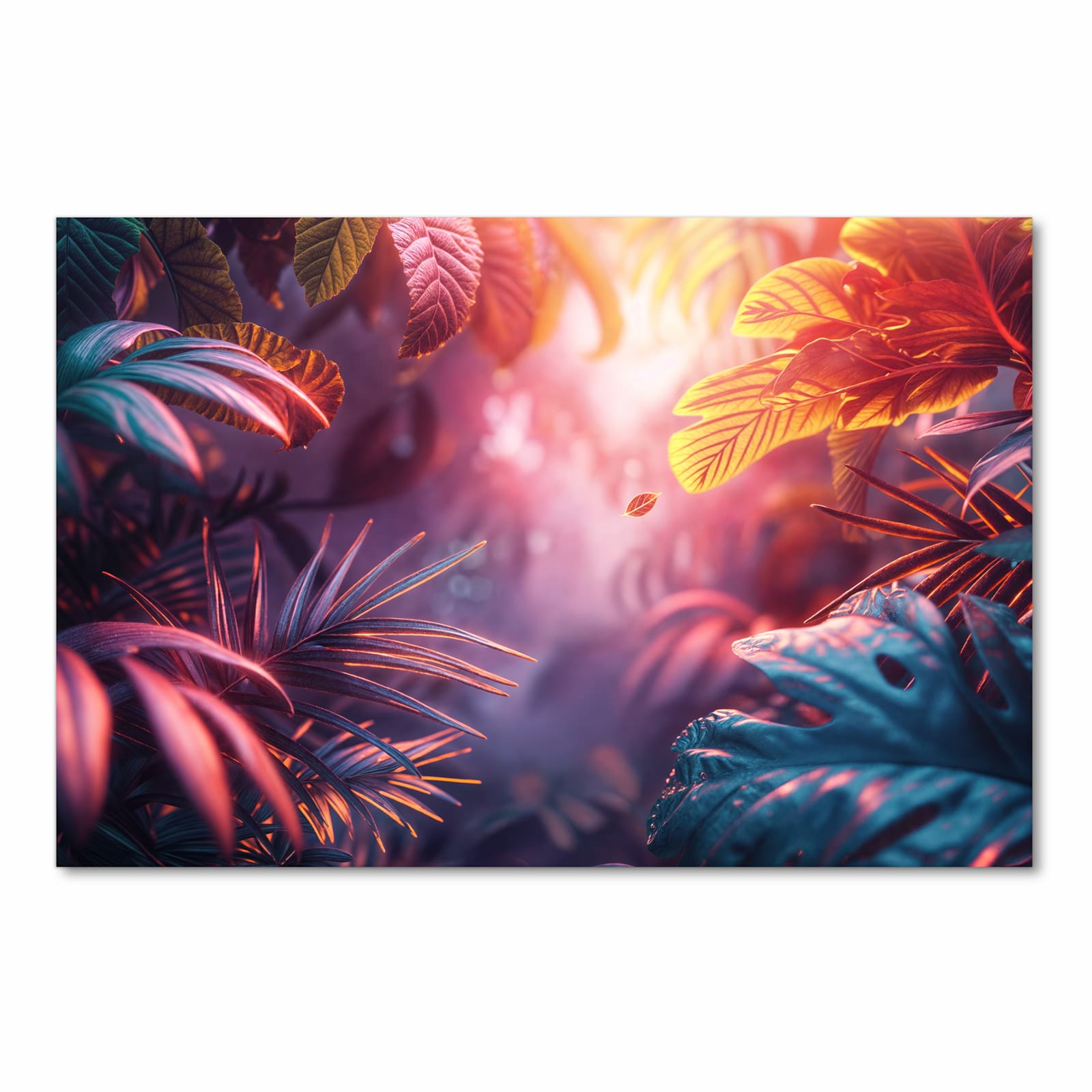 Bodenschonender moderner Küchenläufer mit Motiv Lichtdurchfluteter Dschungel in Frontansicht