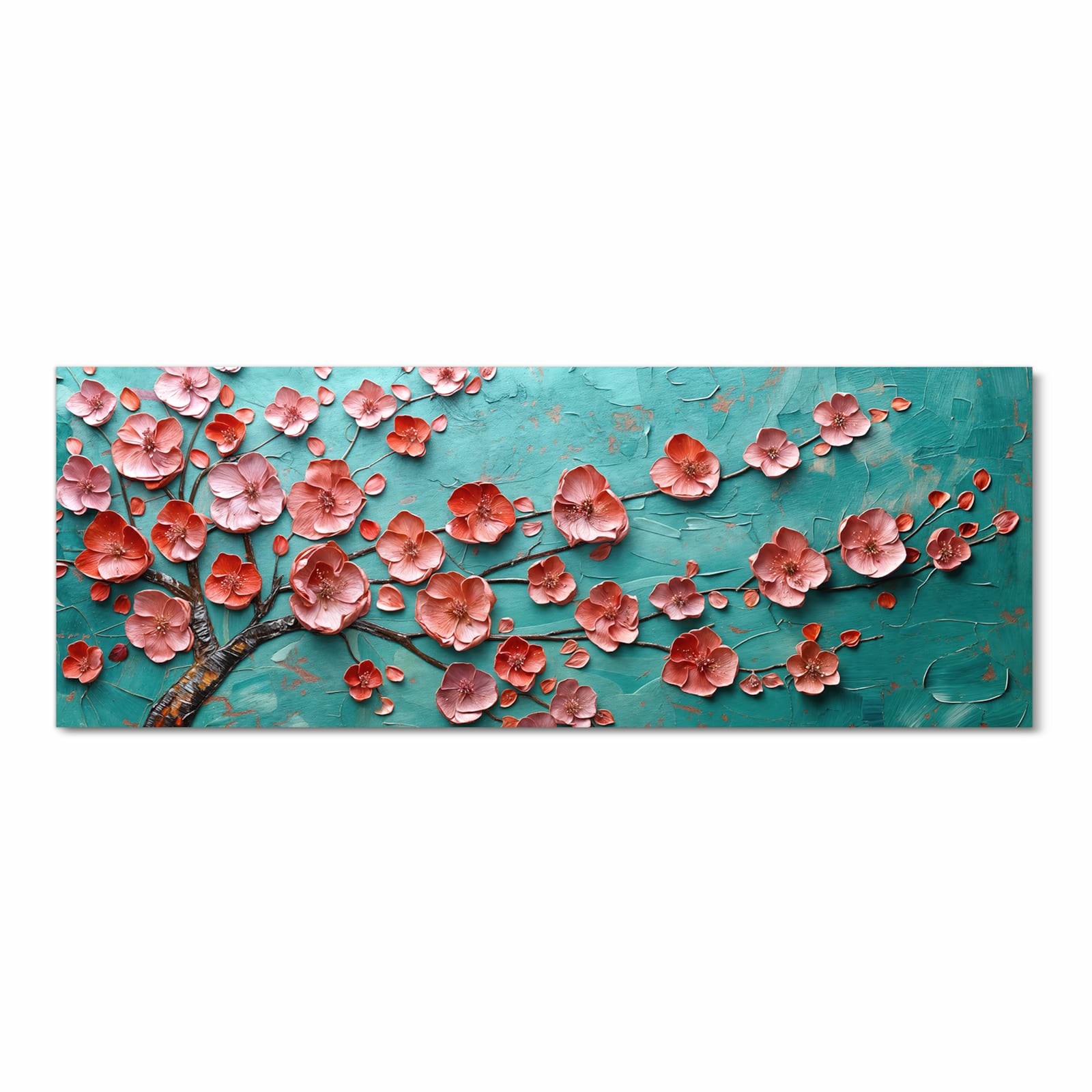 Strapazierfähiger rutschfester Küchenläufer mit Motiv Blütenbaum Kunst in Frontansicht