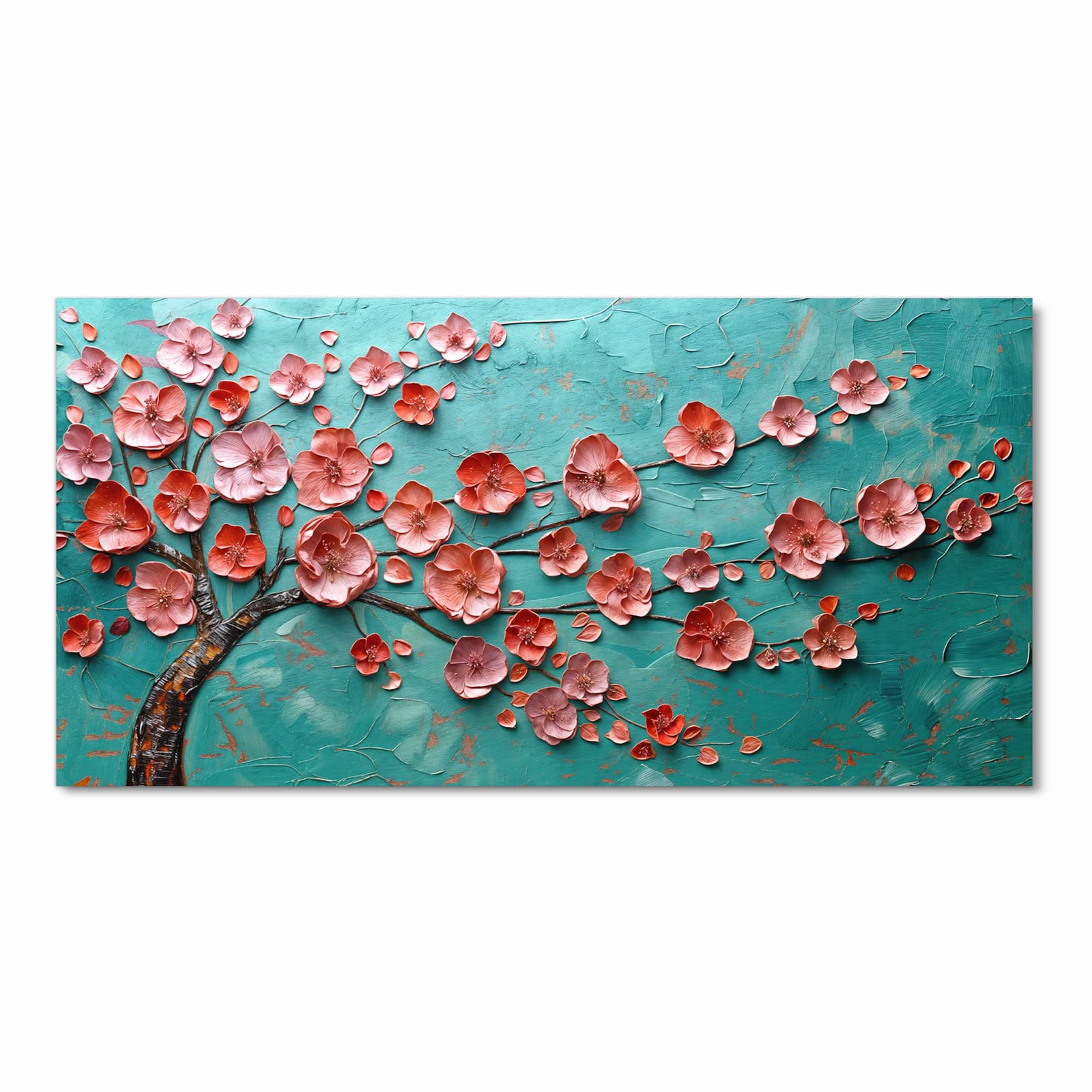 Schmutzabweisender Küchenteppich mit Motiv Blütenbaum Kunst in Frontansicht