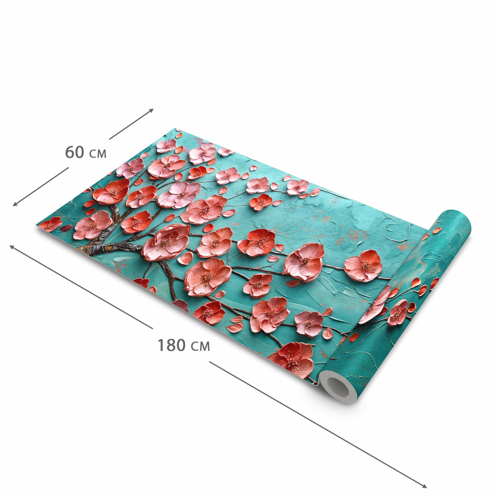 Strapazierfähiger waschbarer Teppich Esstisch mit Motiv Blütenbaum Kunst in der Größe 80x250 cm