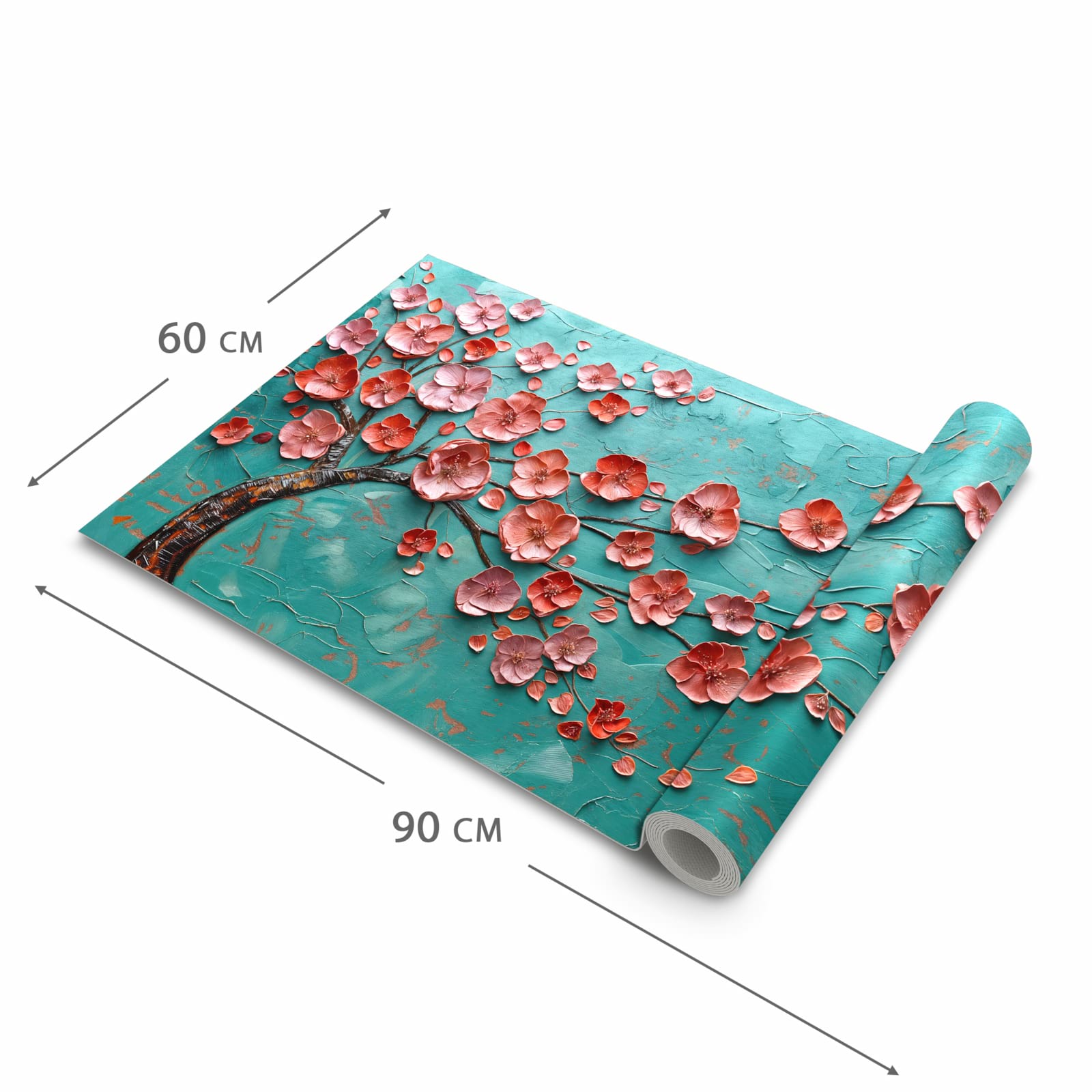 Feuchtigkeitsresistenter Küchenteppich mit Motiv Blütenbaum Kunst in der Grösse 80x250 cm