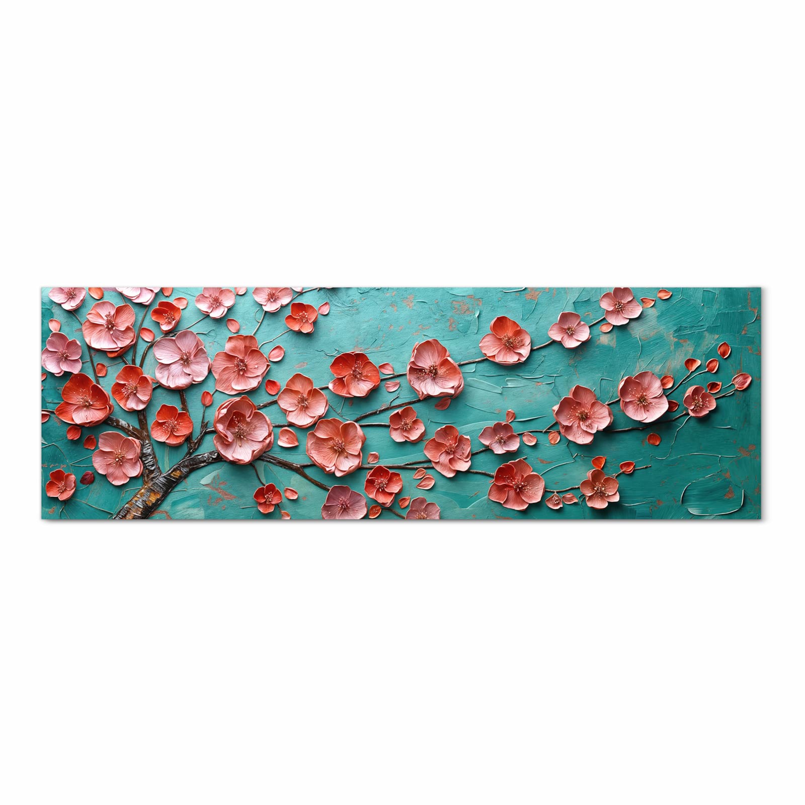 Pflegeleichter Küchenläufer mit Motiv Blütenbaum Kunst in Frontansicht