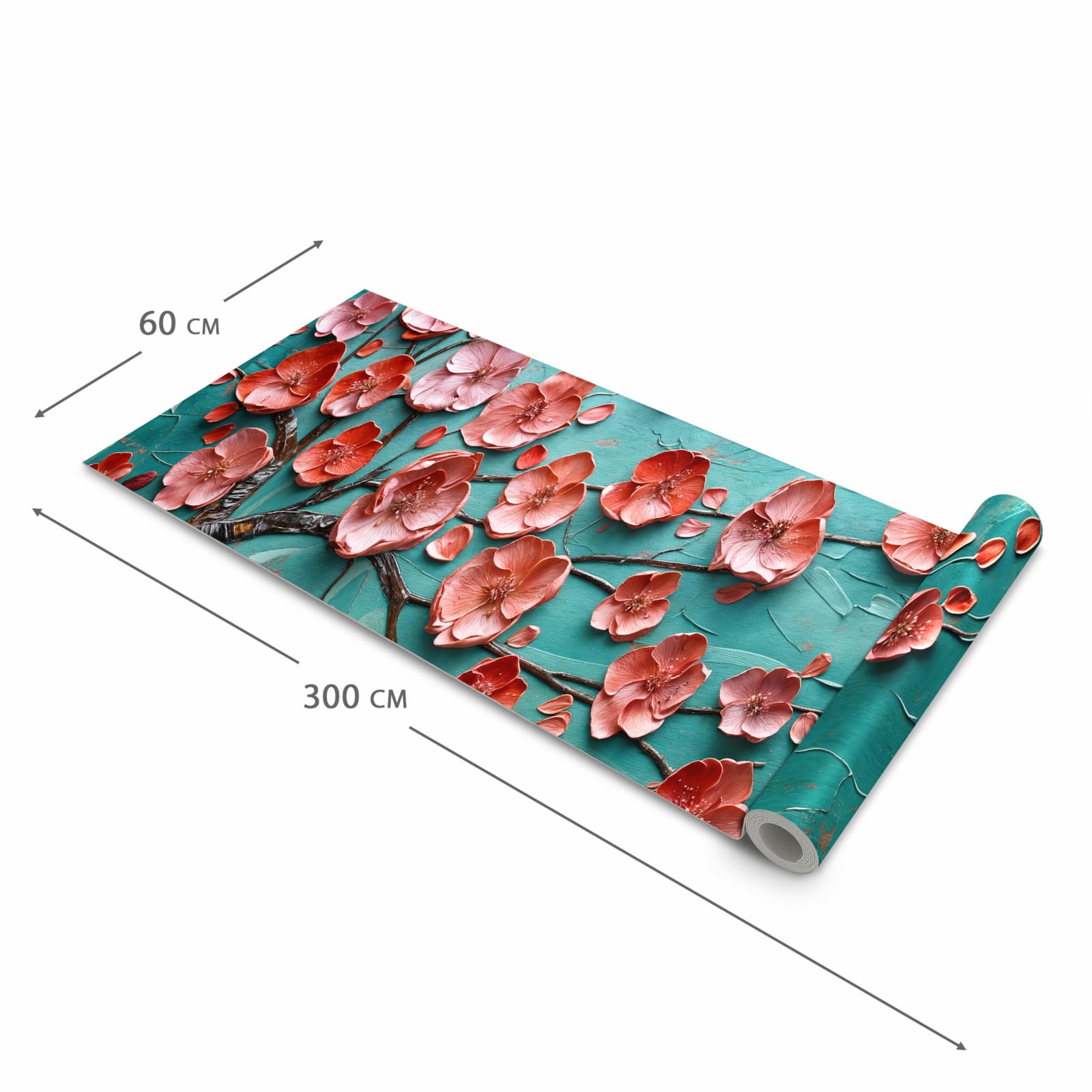 Rutschfester Bodenläufer Teppich mit Motiv Blütenbaum Kunst in der Grösse 80x250 cm