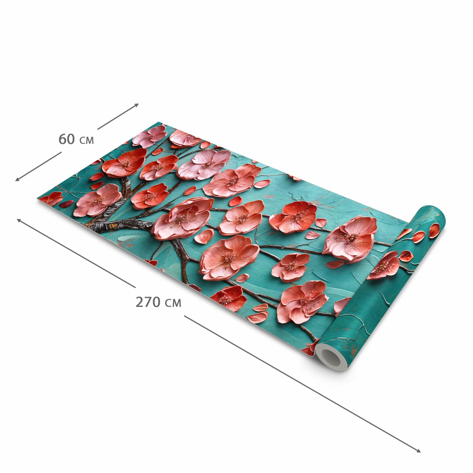 Langlebiger Bodenläufer mit Motiv Blütenbaum Kunst in der Grösse 80x250 cm