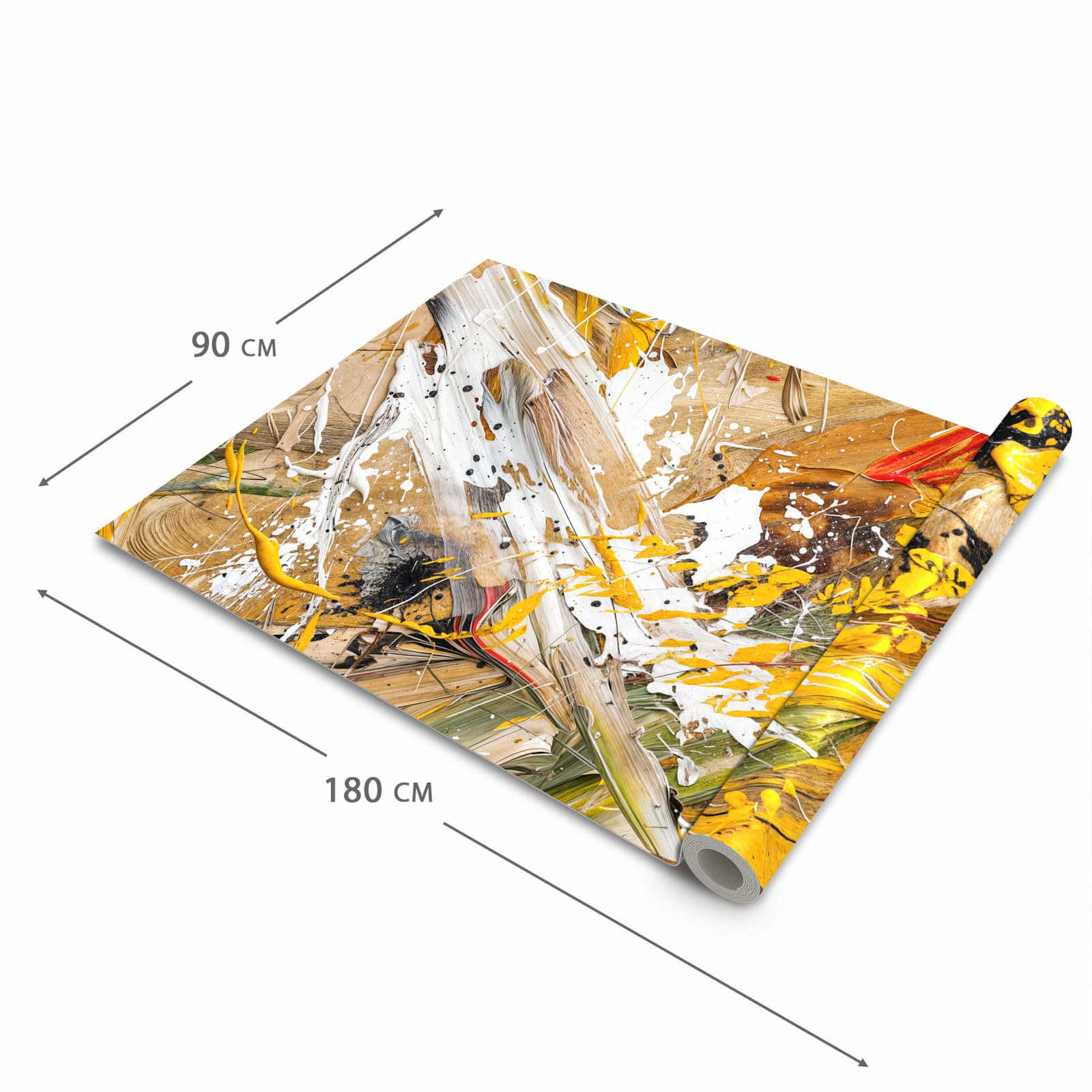 Rutschhemmender dünner Teppich mit Motiv Abstrakte Malerei in der Grösse 80x250 cm