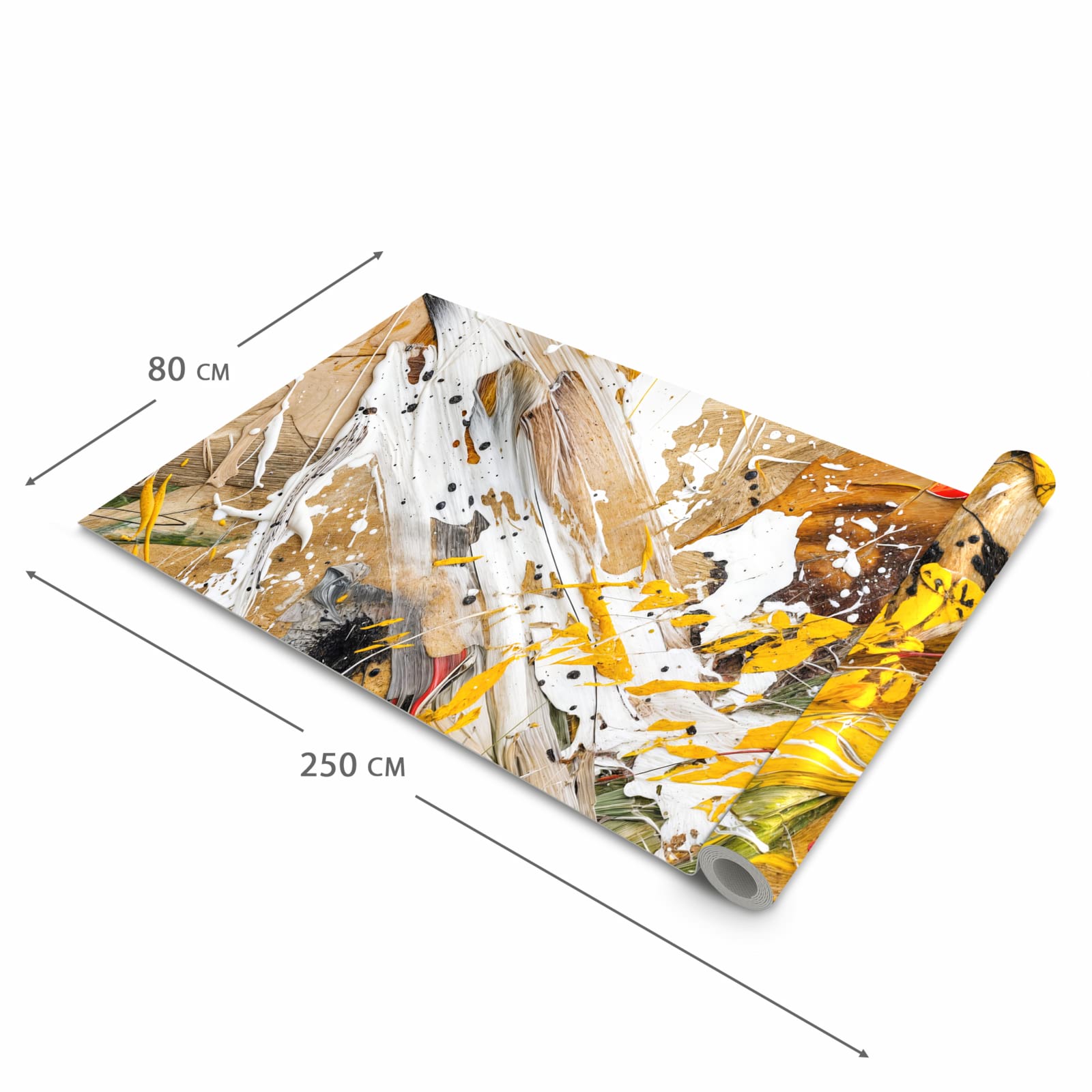 Flacher Küchenläufer mit Motiv Abstrakte Malerei in der Grösse 80x250 cm für lange Flure