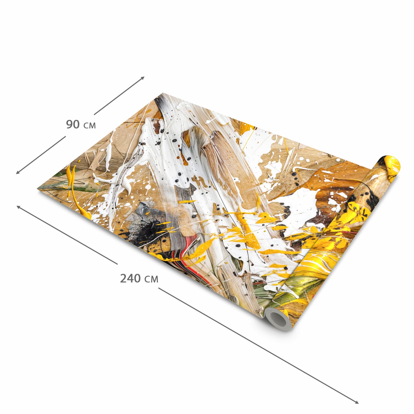 Rutschfester dünner Teppich mit Motiv Abstrakte Malerei in der Grösse 80x250 cm, einfach zu reinigen