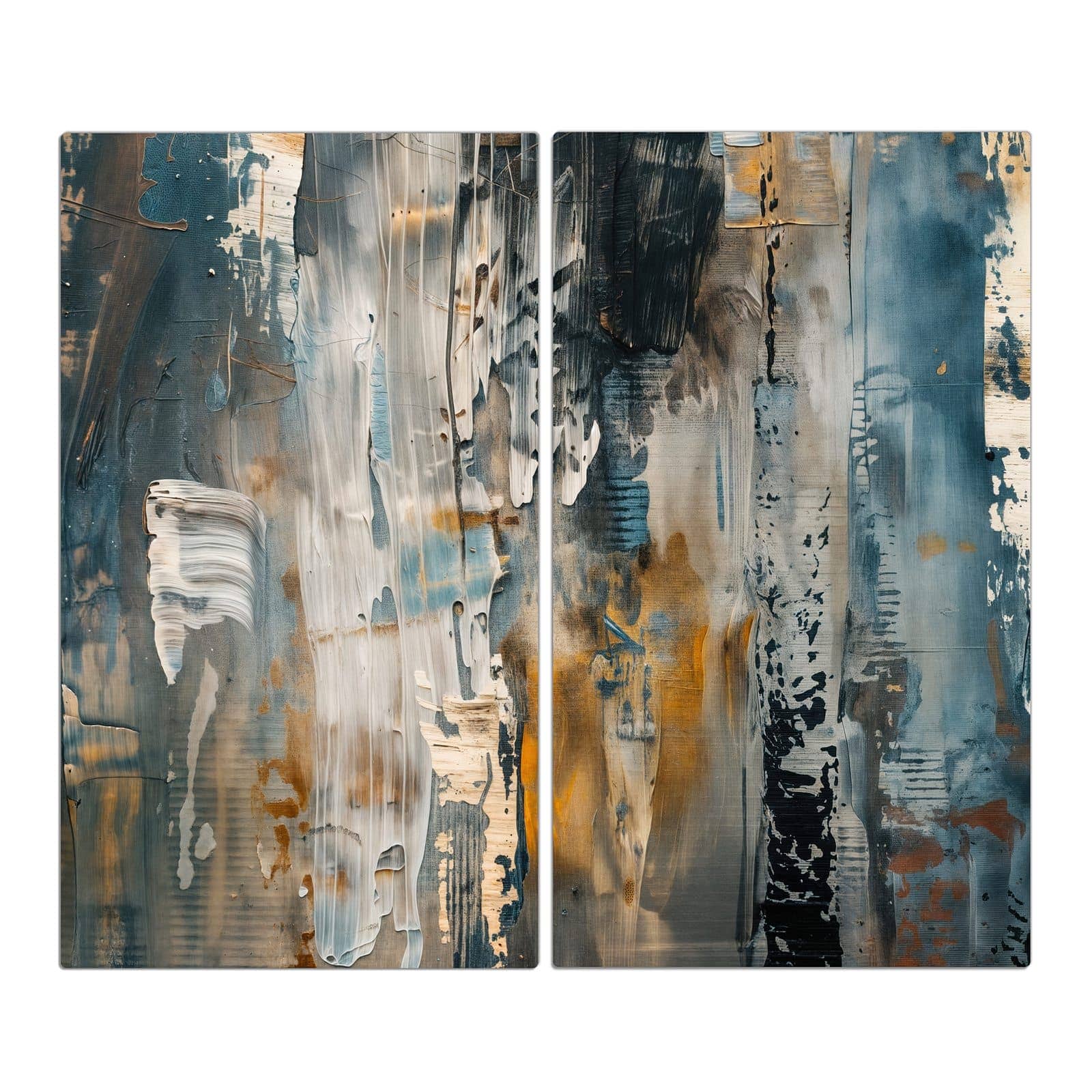 2-teilige Deckplatte aus Glas mit Abstrakte Kunstwerke-Motiv in der Frontansicht #grösse_2-Teilig (60x52cm)