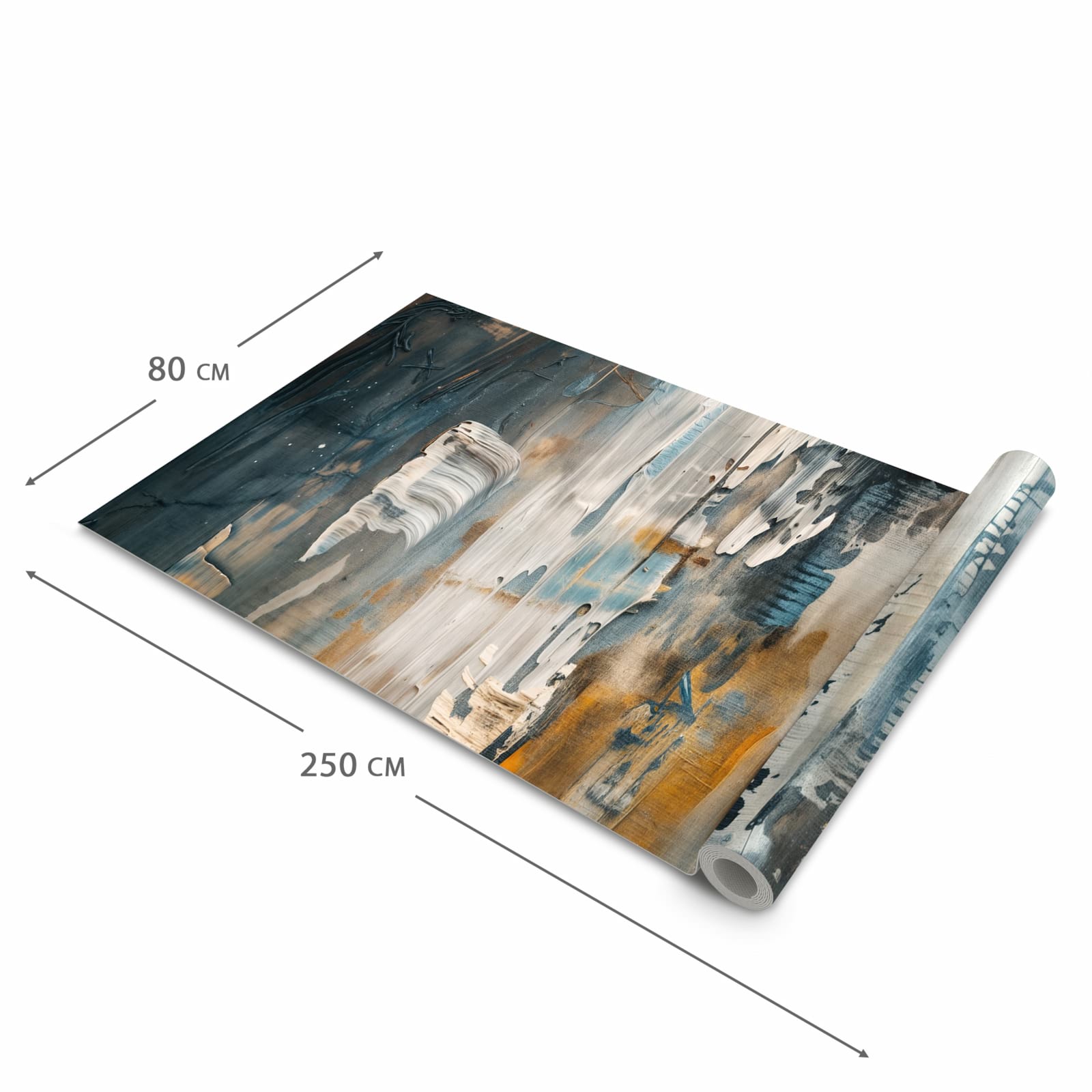 Farbbeständiger Küchenteppich mit Motiv Abstrakte Kunstwerke in der Grösse 80x250 cm