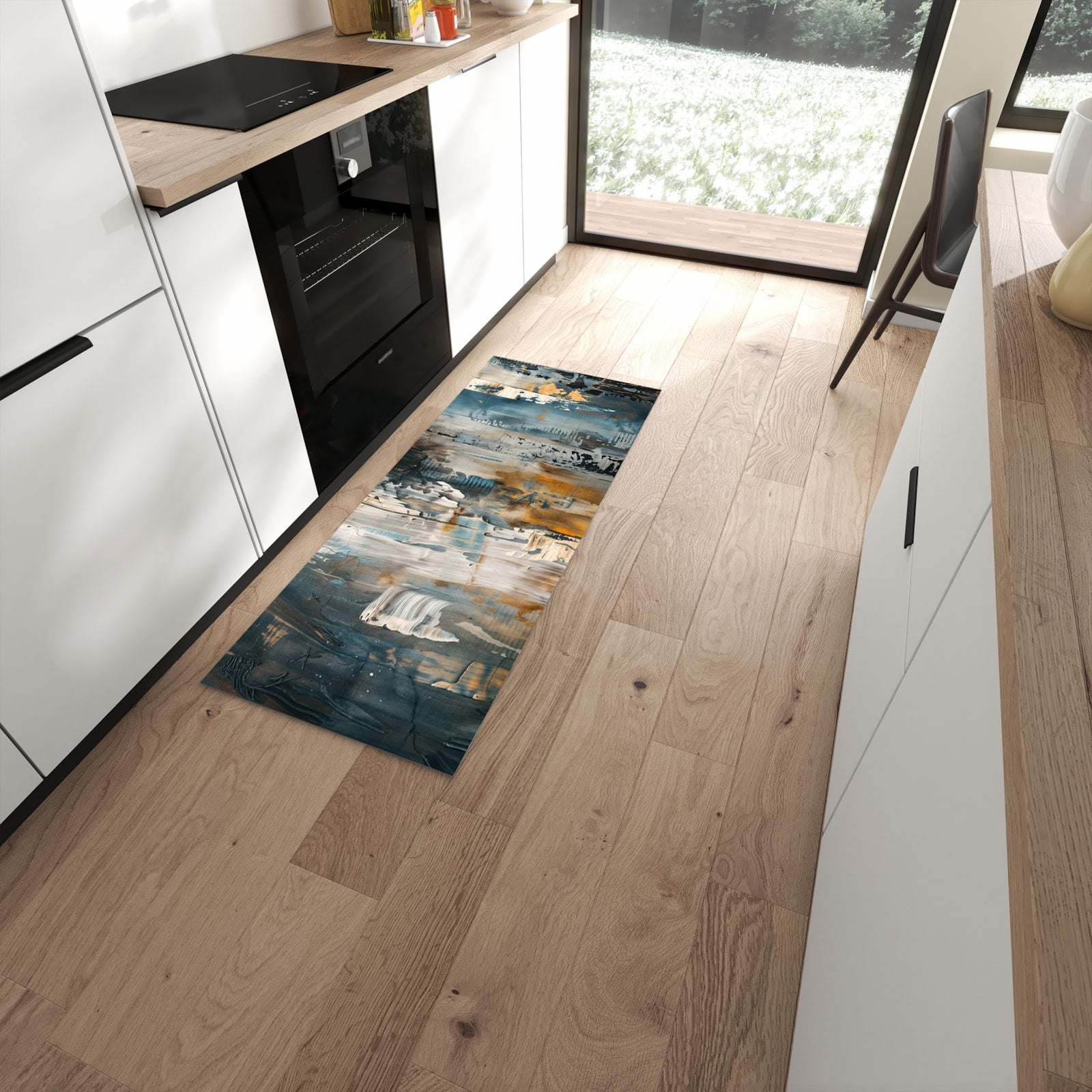 Strapazierfähiger Läufer für die Küche mit Motiv Abstrakte Kunstwerke in moderner Küche #grösse_60 x 150 cm