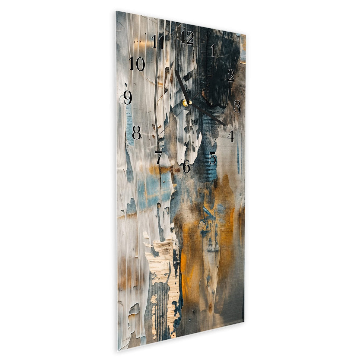 Vormontiert – mit Schwebeeffekt – Wanduhr Abstrakte Kunstwerke aus Glas – Hochformat 30 × 60 cm
