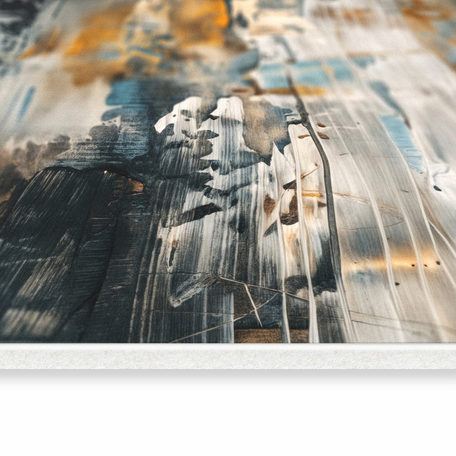 Langlebiger rutschfester Küchenteppich mit Motiv Abstrakte Kunstwerke in seitlicher Ansicht